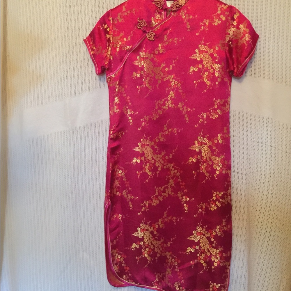 Hot pink traditional Chinese dress